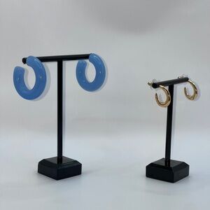 Blue and Gold Hoop Earrings